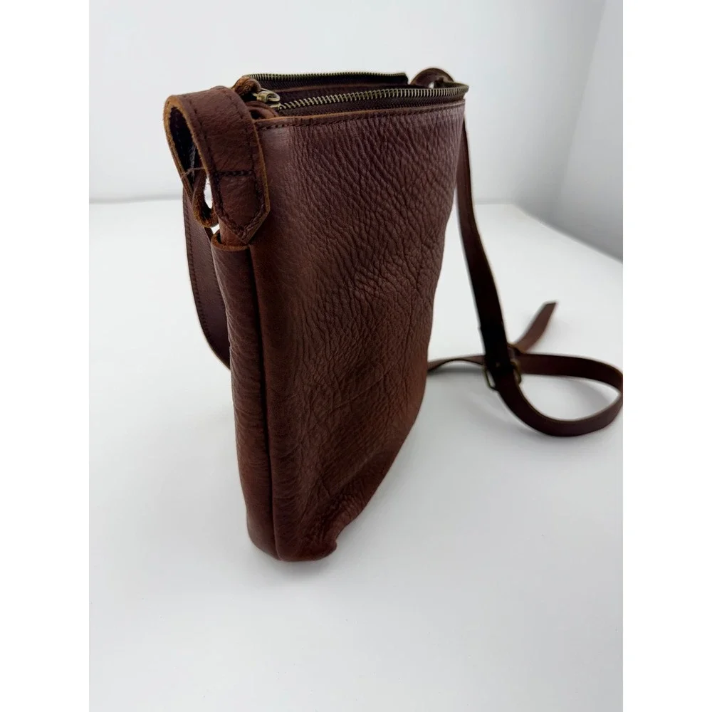 Lifetime Leather Crossbody Bag Brown Full Grain Cowhide Leather Adjustable Strap